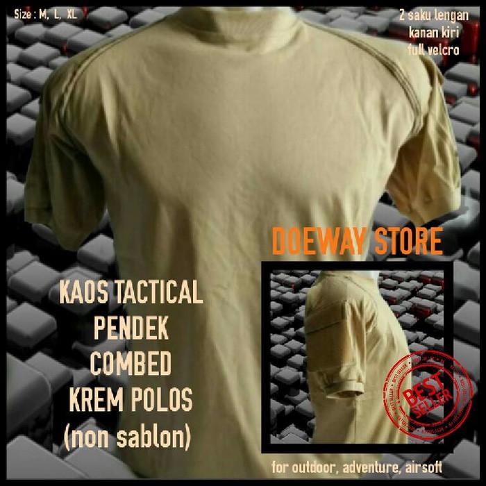 KAOS TACTICAL COMBED PENDEK KREM POLOS NON SABLON -