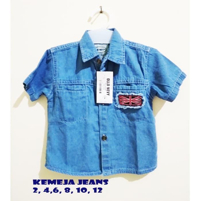 HOT SALE! KEMEJA ANAK DENIM JEANS POLOS LENGAN PENDEK / KEMEJA CASUAL