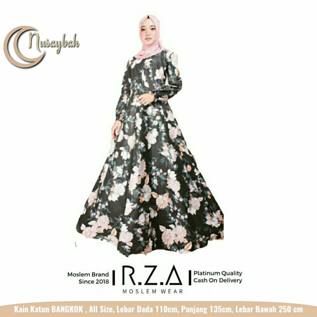 RZA Moslem Wear Gamis Syar'i Muslimah Cantik All Size TANPA JILBAB Hari Raya Lebaran Idul Fitri Wanita Muslim Katun Bangkok
