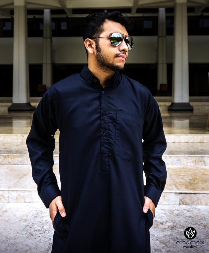 Gamis Pria Arab Hitam Lengan Panjang Keren dan Modern