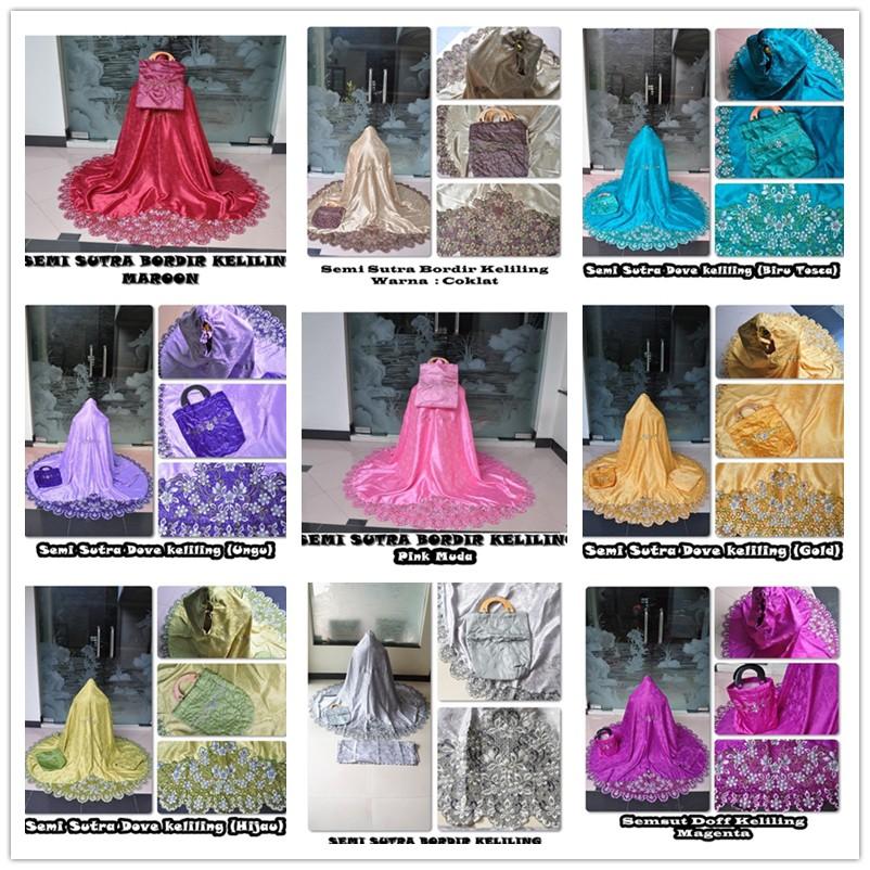 MUKENA SEMI SUTRA DOFF BORDIR KELILING - MUKENA TERBARU TAS KAYU CANTIK DAN LEMBUT GOLD