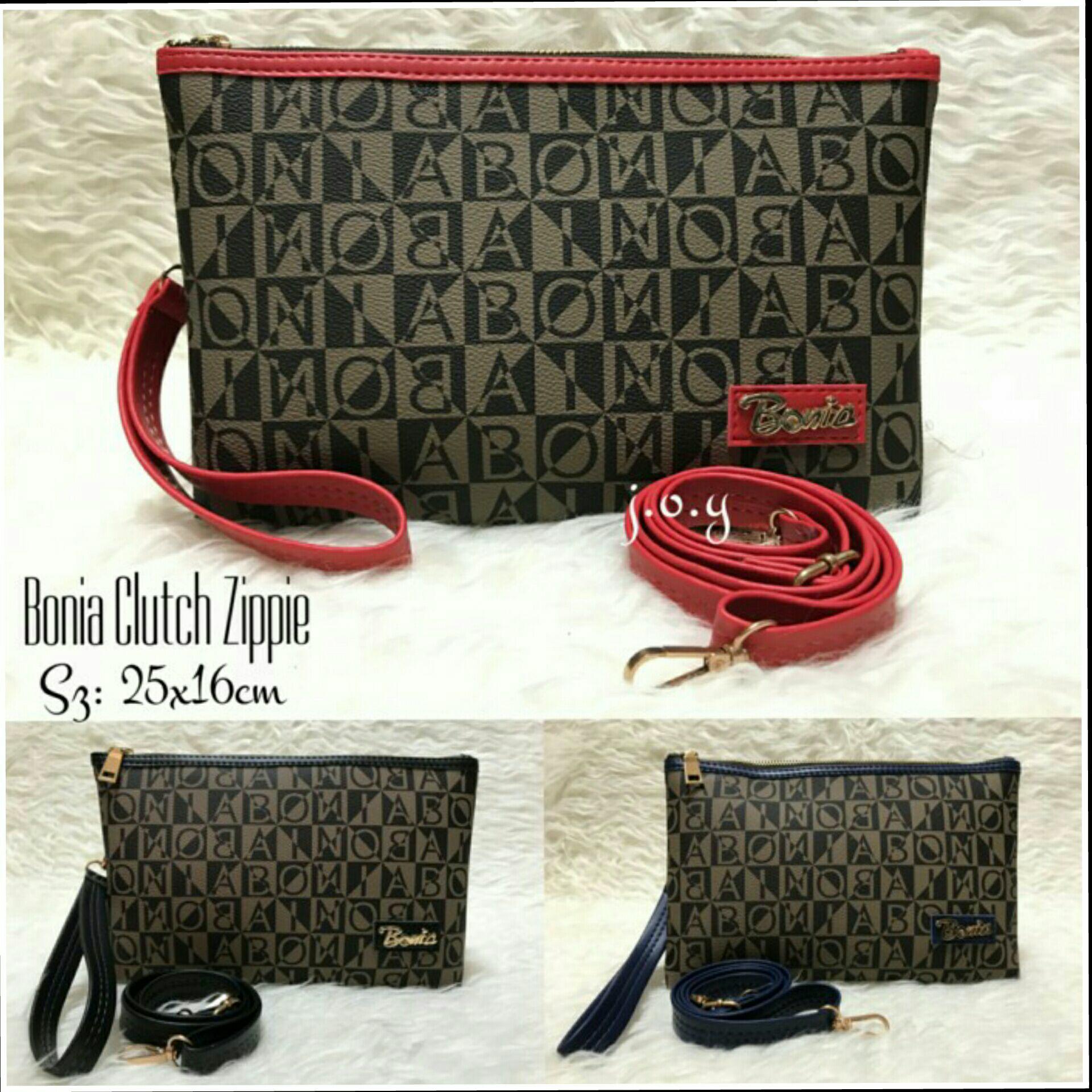 TAS BRANDED BONIA CLUTCH ZIPPIE WANITA / KHISAN STORE