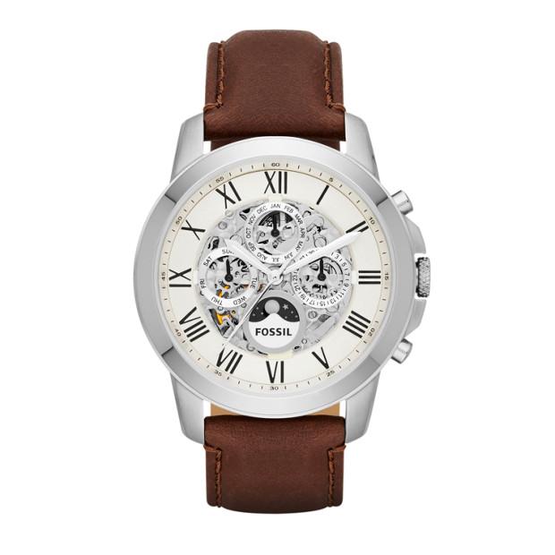 FOSSIL ME3027 MATIC - GRANT AUTOMATIC - Multifunction - Jam Tangan Pria - Bahan Tali Leather - Coklat