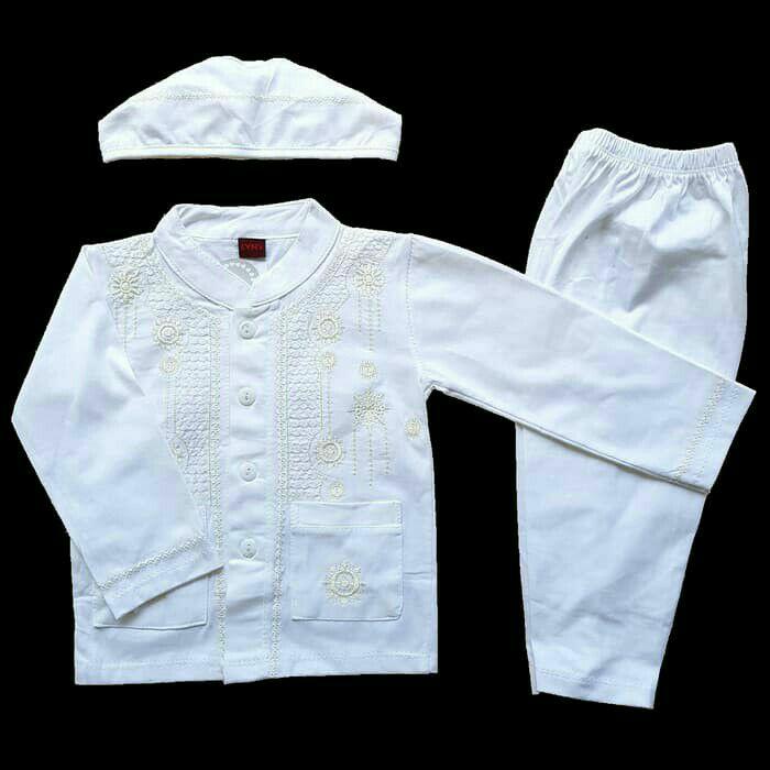 Baju Muslim Koko (6-12 Bulan) Anak Bayi Laki-Laki Setelan Set Peci LY8