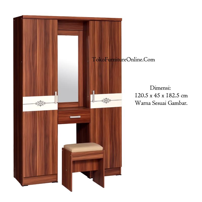 Lemari Pakaian Rak Kaca 2 Pintu LPMR 8223 + Meja Rias