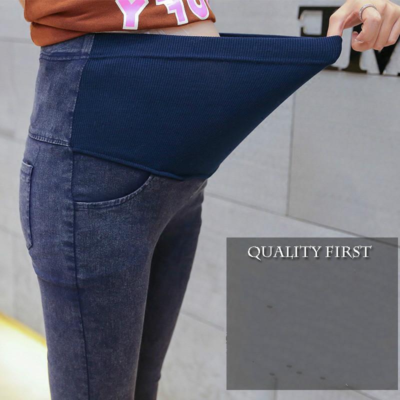 Kualitas Tinggi Celana Jeans Katun Bersalin Korea Celana Tinggi Elastisitas Diri Budidaya Celana Koboi Biru Hitam-Internasional