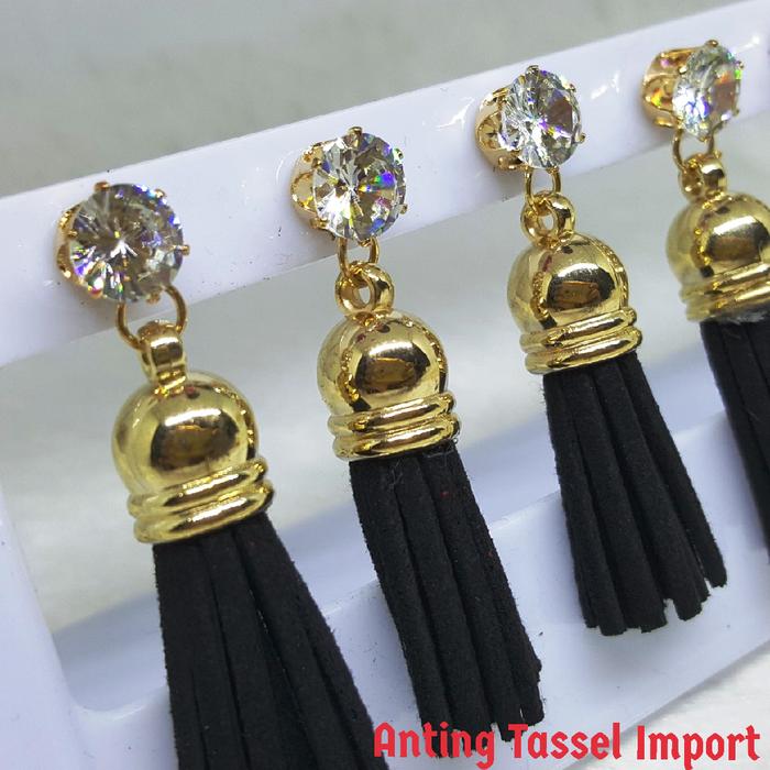 A1 Anting Tassel Panjang Korea Permata Berlian Zirconia Import Terbaru