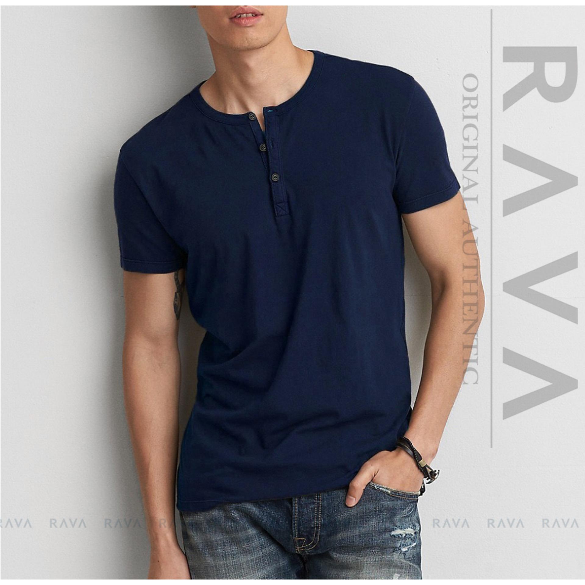 Baju Kaos Polos Kancing Henley Oblong ORIGINAL RAVA (BEST SELLER LAZADA)