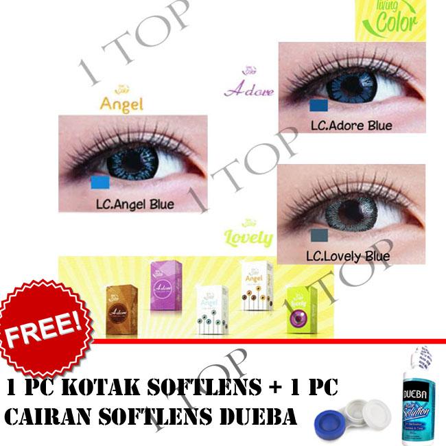 BEST SELLER Kontak Lens Softlens Living Color - Random : Adore, Angel, Lovely - Kualitas Bagus + FREE Lenscase + Cairan Softlens