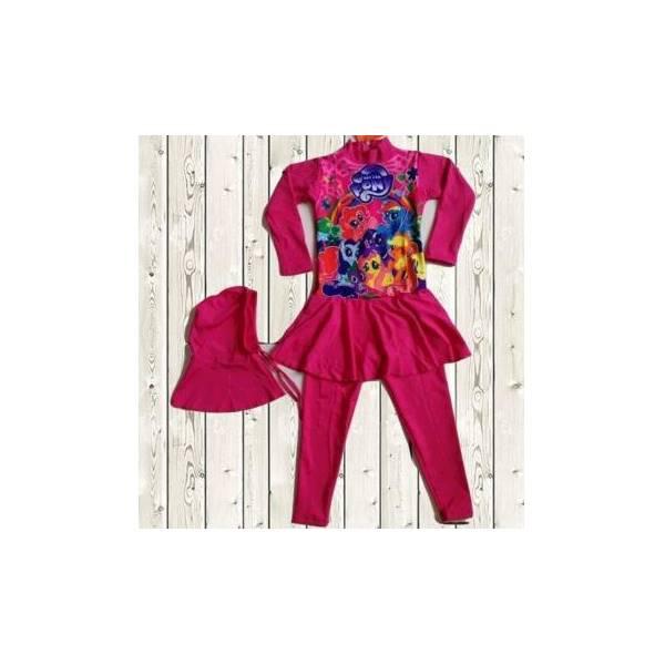 MURAH SWIMSUIT BAJU RENANG ANAK PEREMPUAN MUSLIMAH MUSLIM - PEONY FUSHIA PROMO