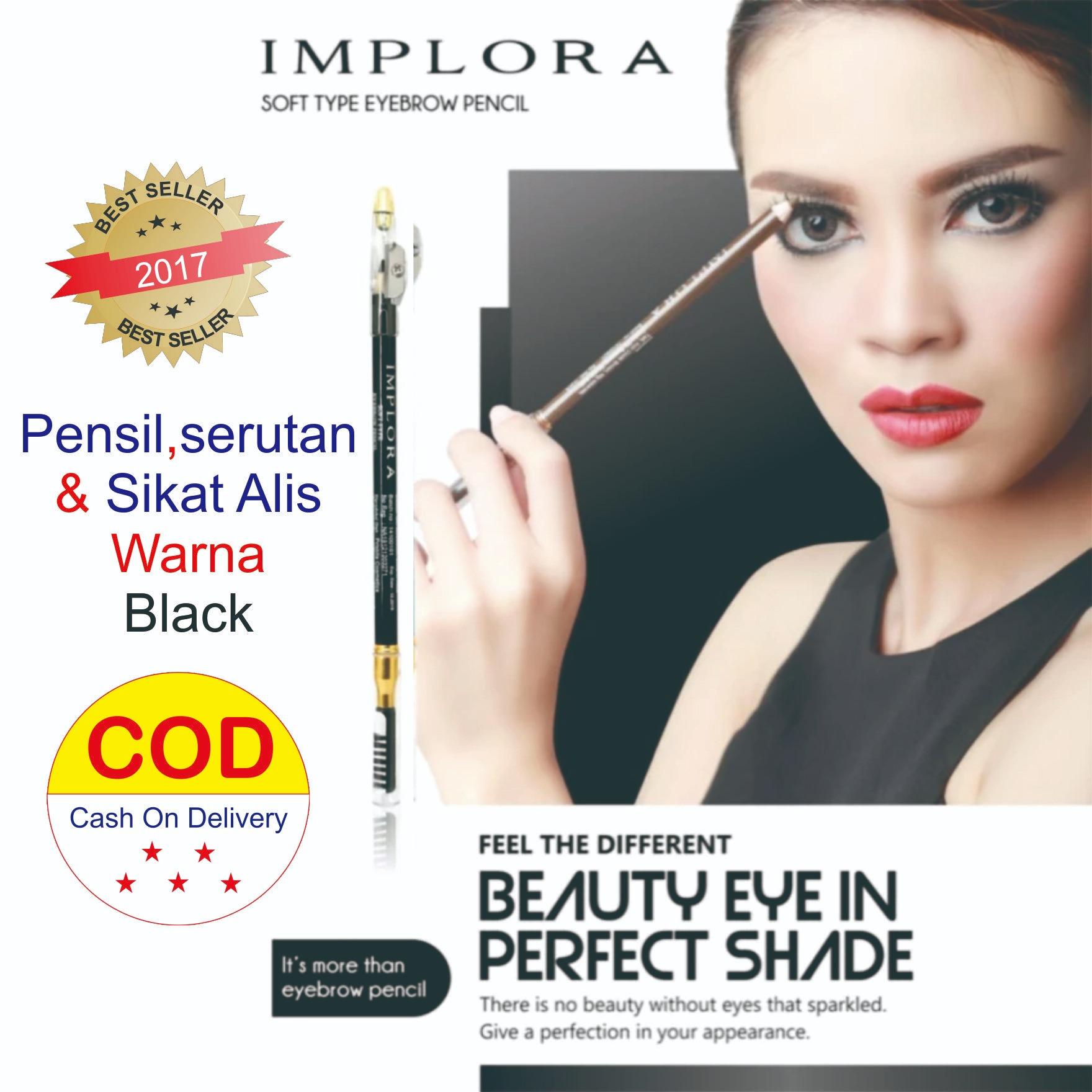 Implora Pencil alis 3in 1 Alis Implora , sikat & serutan Warna Hitam
