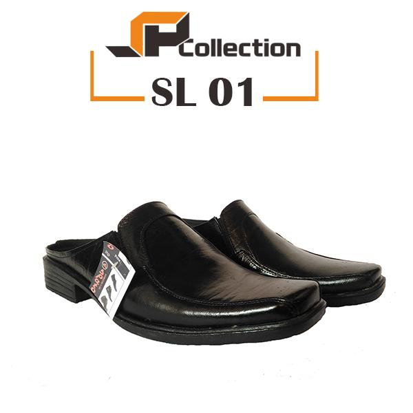 SPATOO Sandal Selop SL 01 Warna Hitam Bahan Kulit Sapi Asli Cocok Untuk Jalan Bareng Teman, Pesta, Segala Acara Formal Maupun Non Formal