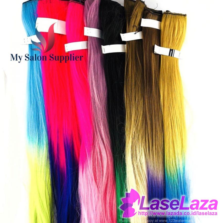 Hair Rambut Sambung Klip Sintetis 5 Klip 2 Warna Rambut Palsu PROMO Murah