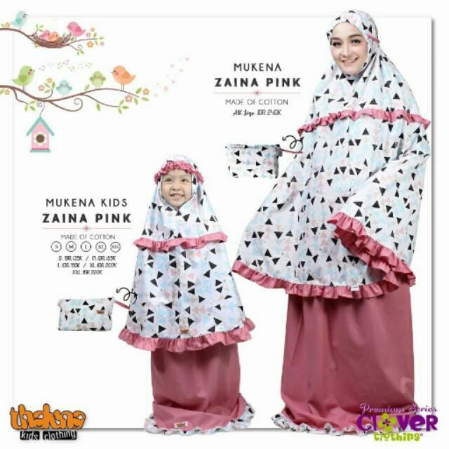 Mukena ZAINA Thaluna Kids Clothing, Mukena Couple Kembaran Ibu dan Anak Adik Kakak Bahan Katun size XL anak