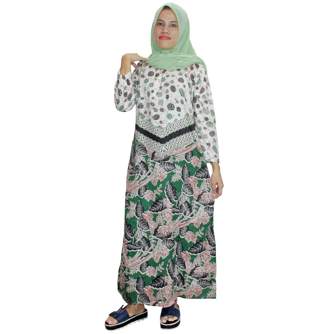 Longdres Batik, Daster Muslim, Pakaian Sehari-hari Wanita, Leher Kancing, Bumil, Busui (LPT001-07) Batik Alhadi