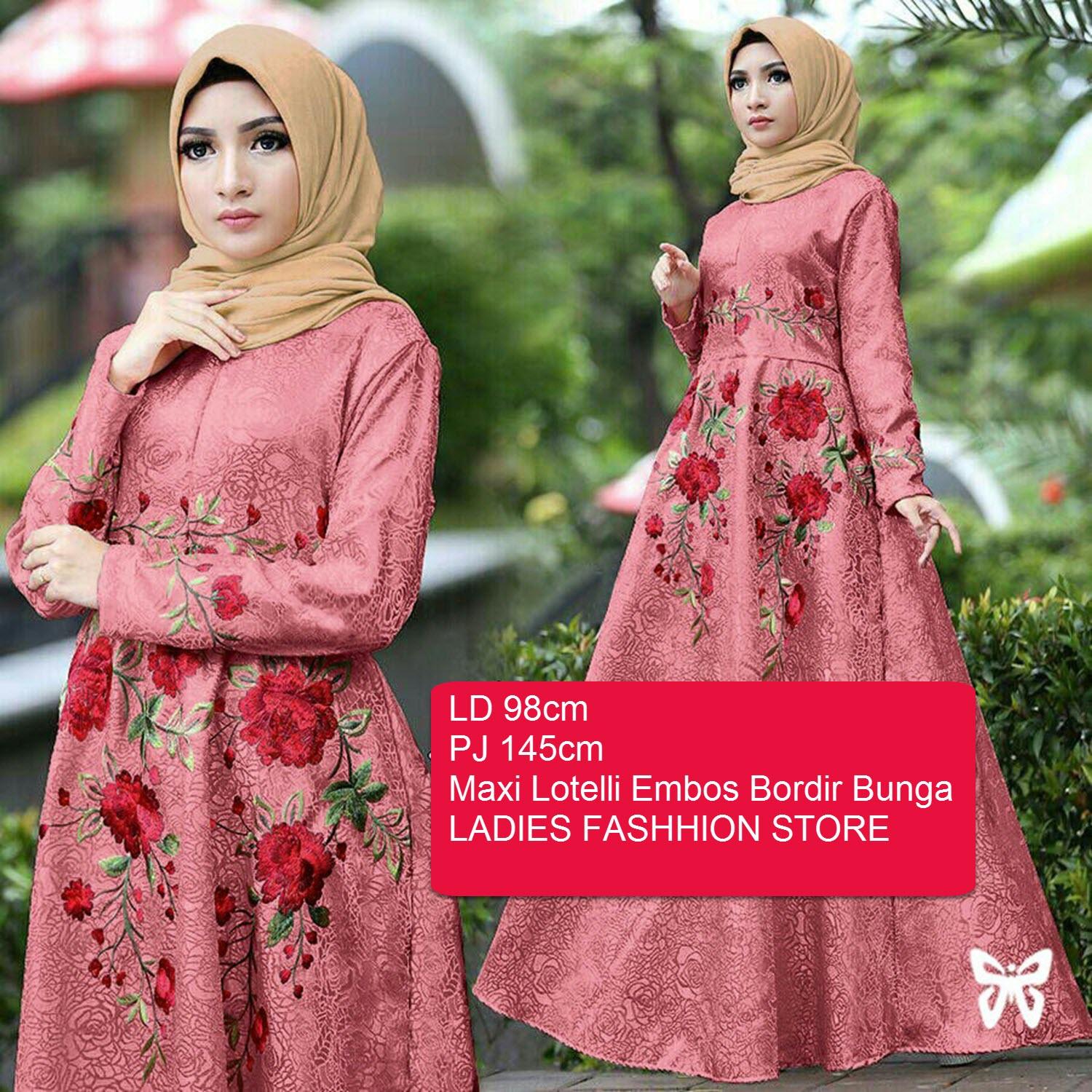 Ladies Fashion Gamis Wanita Maxi Muslimah / Gamis Muslim / Baju Lebaran / Dress Gamis Remaja Muslimah / Set terusan Gamis / Baju Muslim Wanita / Baju Gamis / Gamis Lebaran / Gamis Panjang Tanpa Pasmina (anaay) SS - Dusty Pink D1C