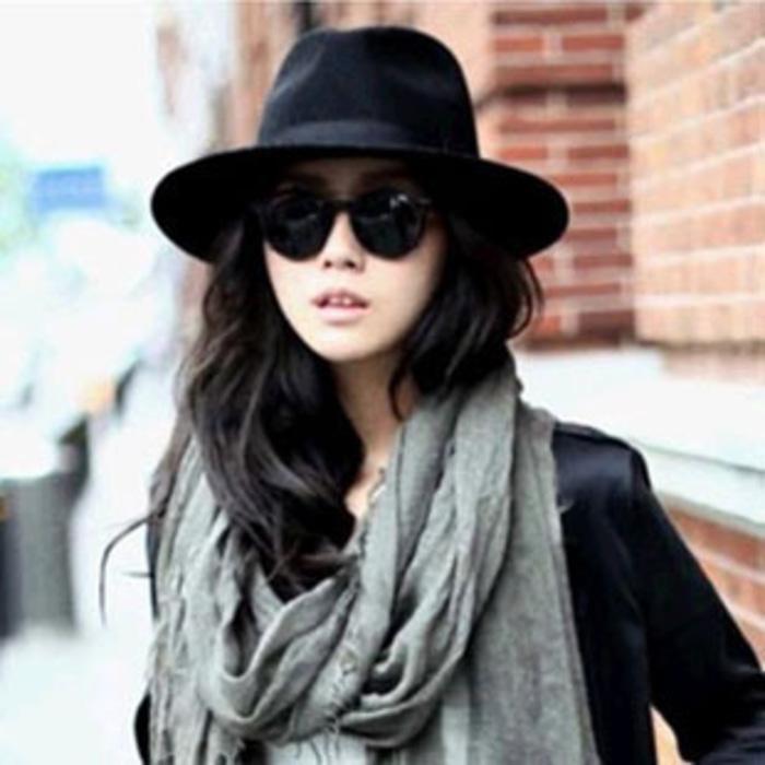 Jual topi fedora floopy lebar hitam besar polos keren artis