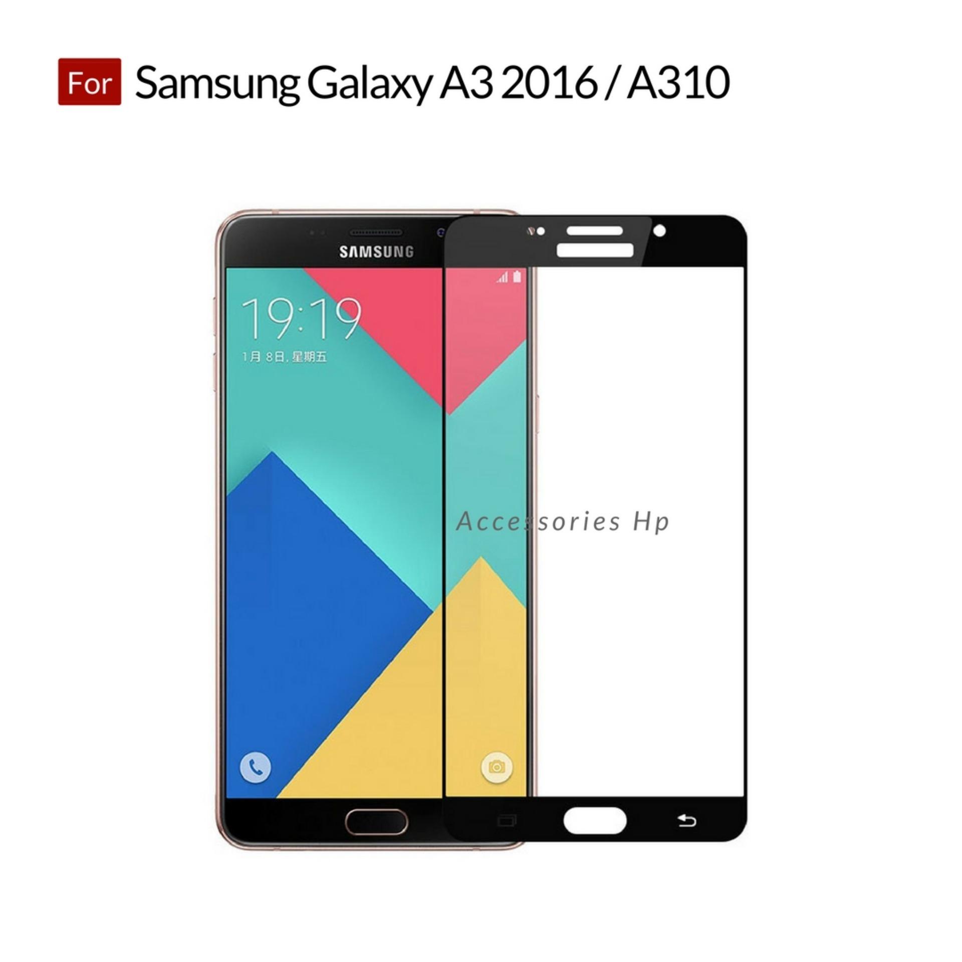 Accessories Hp Full Cover Tempered Glass Warna Screen Protector for Samsung Galaxy A3 2016 / A310 - Black