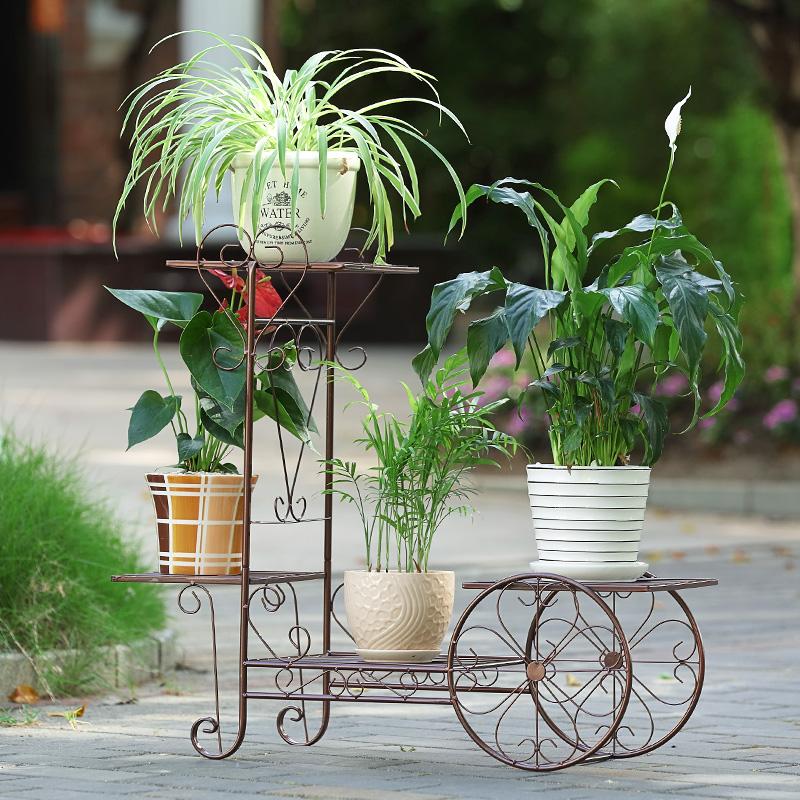 MWT1 European Style Pergola Iron Art Multilayer Living Room Chlorophytum Epipremnum Aureum Shelf Terrace/Patio Snnei Landing Pastoral Flowerpot Shelf