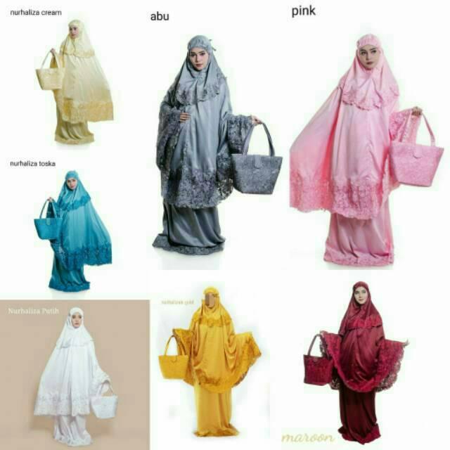HOT PROMO EKSKLUSIVE - MUKENA EKSKLUSIF NURHALIZA - Mukena Polos Renda Satin Silk MUKENA TERLARIS Toska