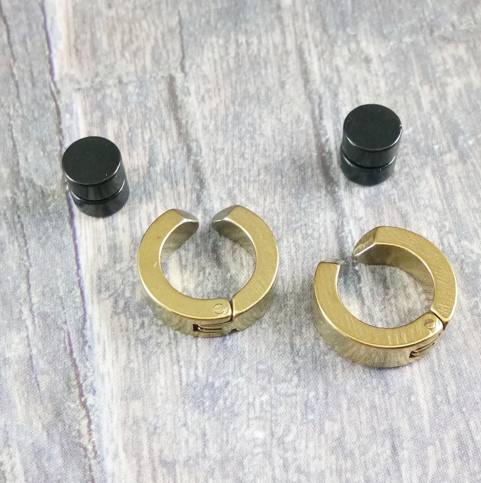 Anneui Paket Promo Anting Magnet - Hitam - 2 Pcs + BP0013 Anting Jepit - 2 pcs