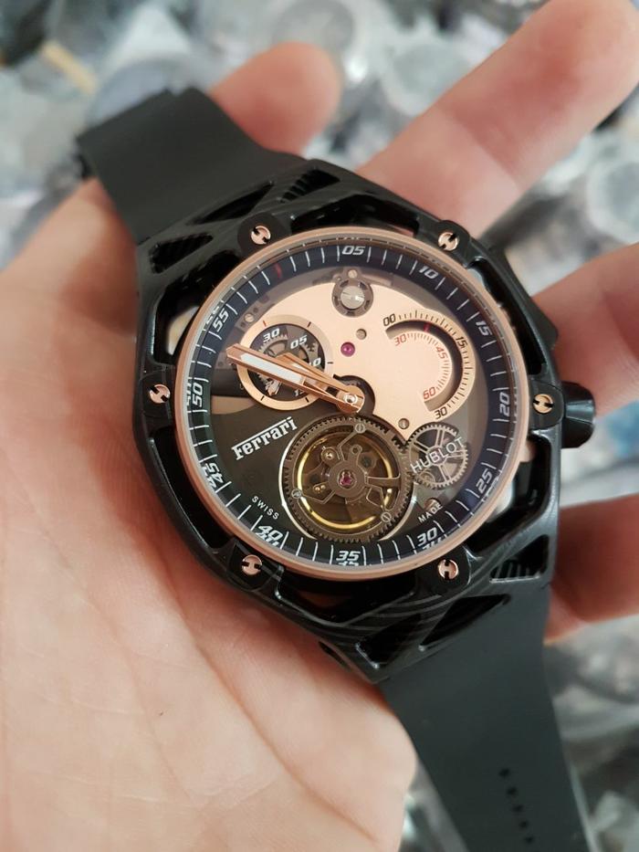 Jam Tangan Merak Hublot Ferrari Techframe Automatic Swiss Clone
