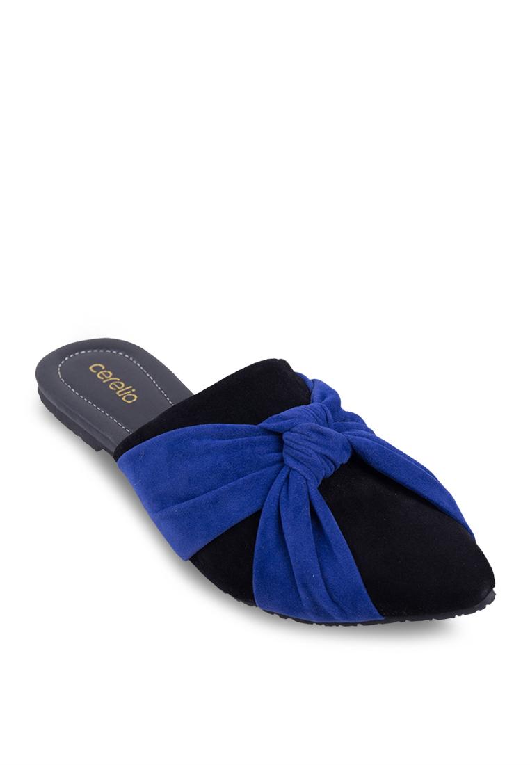Cerelia Andara Flat Mules Hitam/Navy