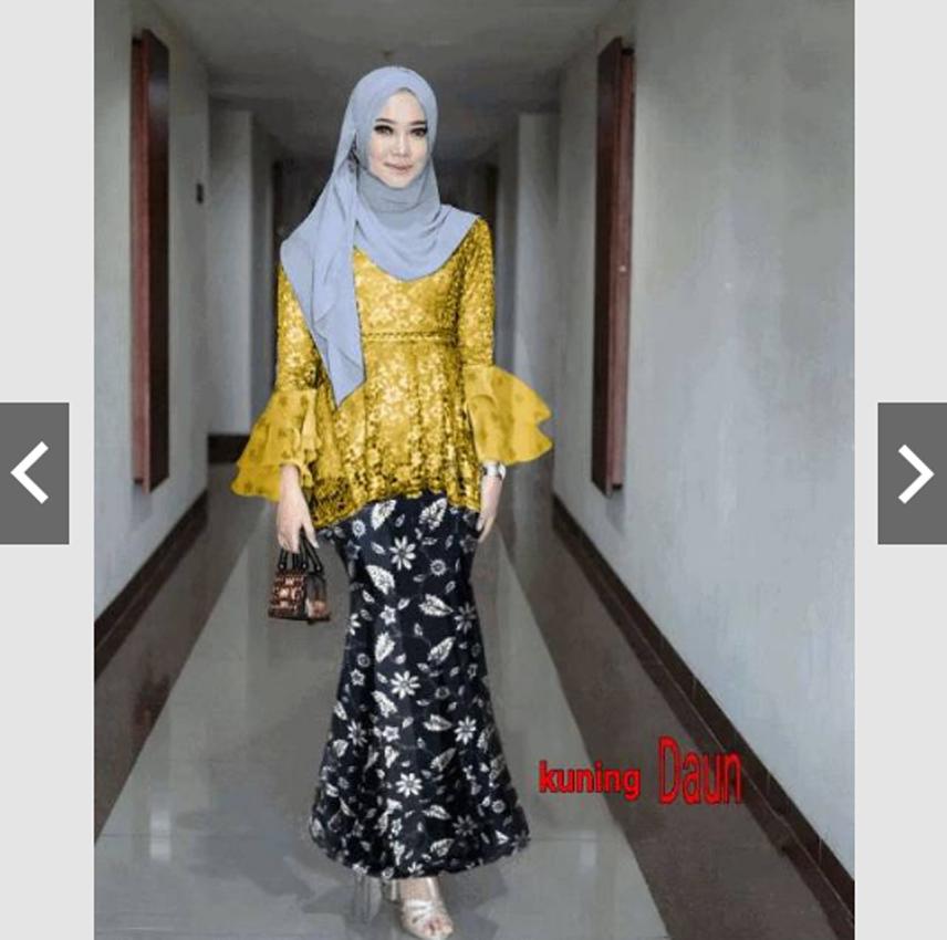 MoslemWear Setelan Set 2 in 1 Kebaya Batik Pesta Brukat Brokat Modern Wanita Lengan Tangan Terompet Rubiah - Fashion Kondangan Hijab Jilbab Muslimah Muslim Gamis Kebaya Gaun Pesta Maxi dress Brukat Brokat Wanita ihkanaya