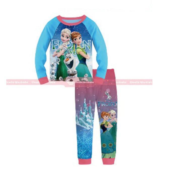 PROMO SALE - BAJU SETELAN PIYAMA TIDUR ANAK CEWEK FROZEN FEVER ELSA - SNOW (SL1639) F001