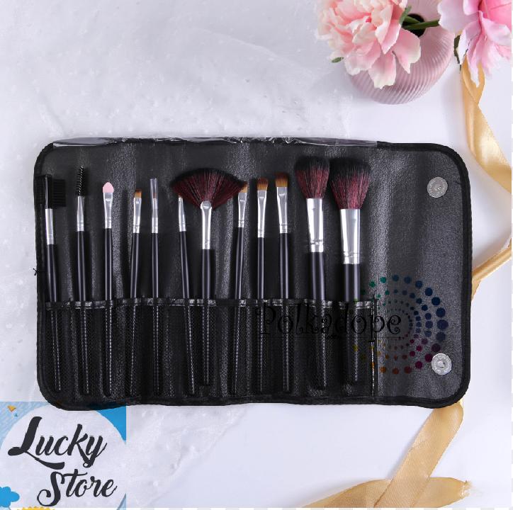 Polkadope Kuas Make Up Brush Set - 12 Pcs