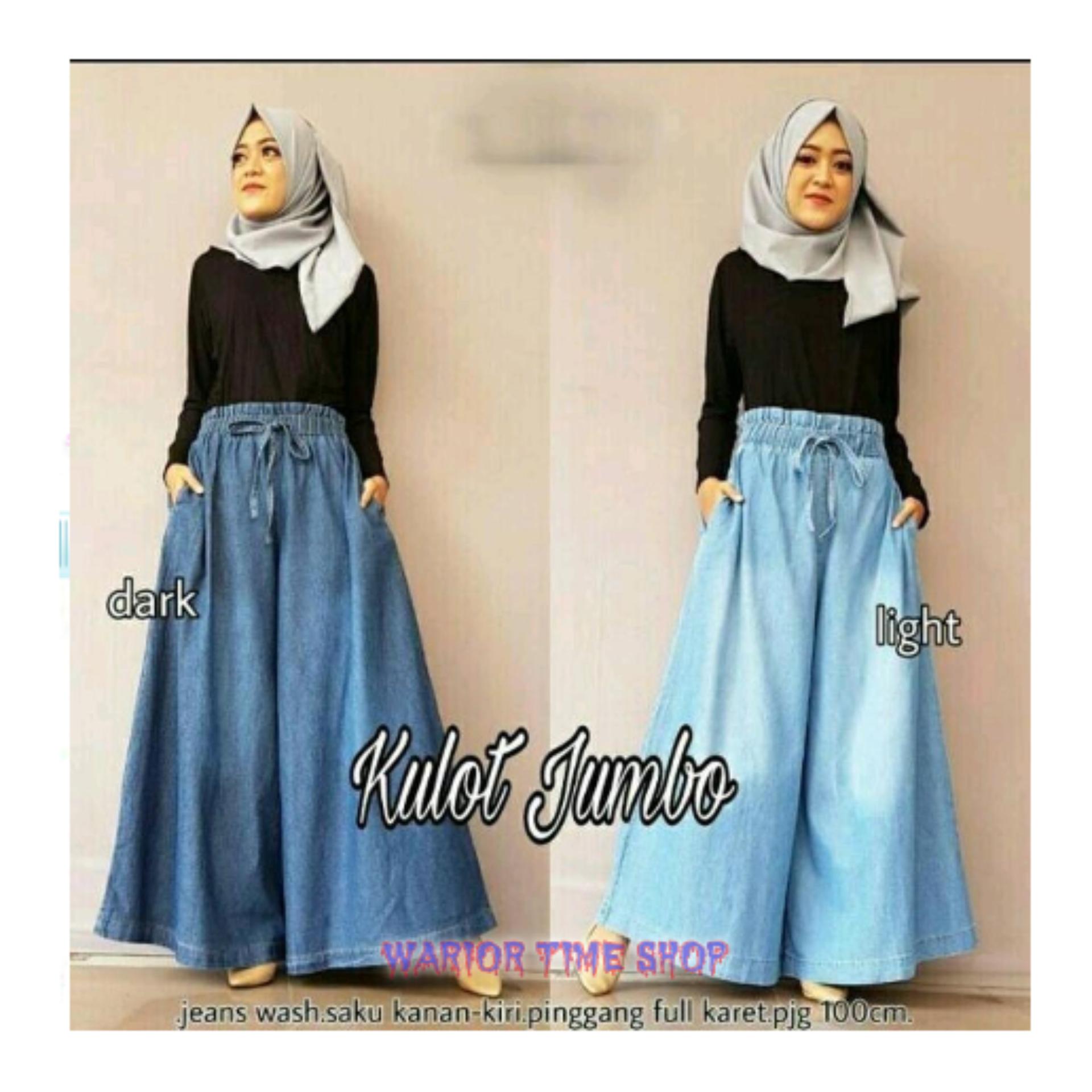 Celana jeans kulot panjang wanita jumbo long pant Jayreen -Warior time shop