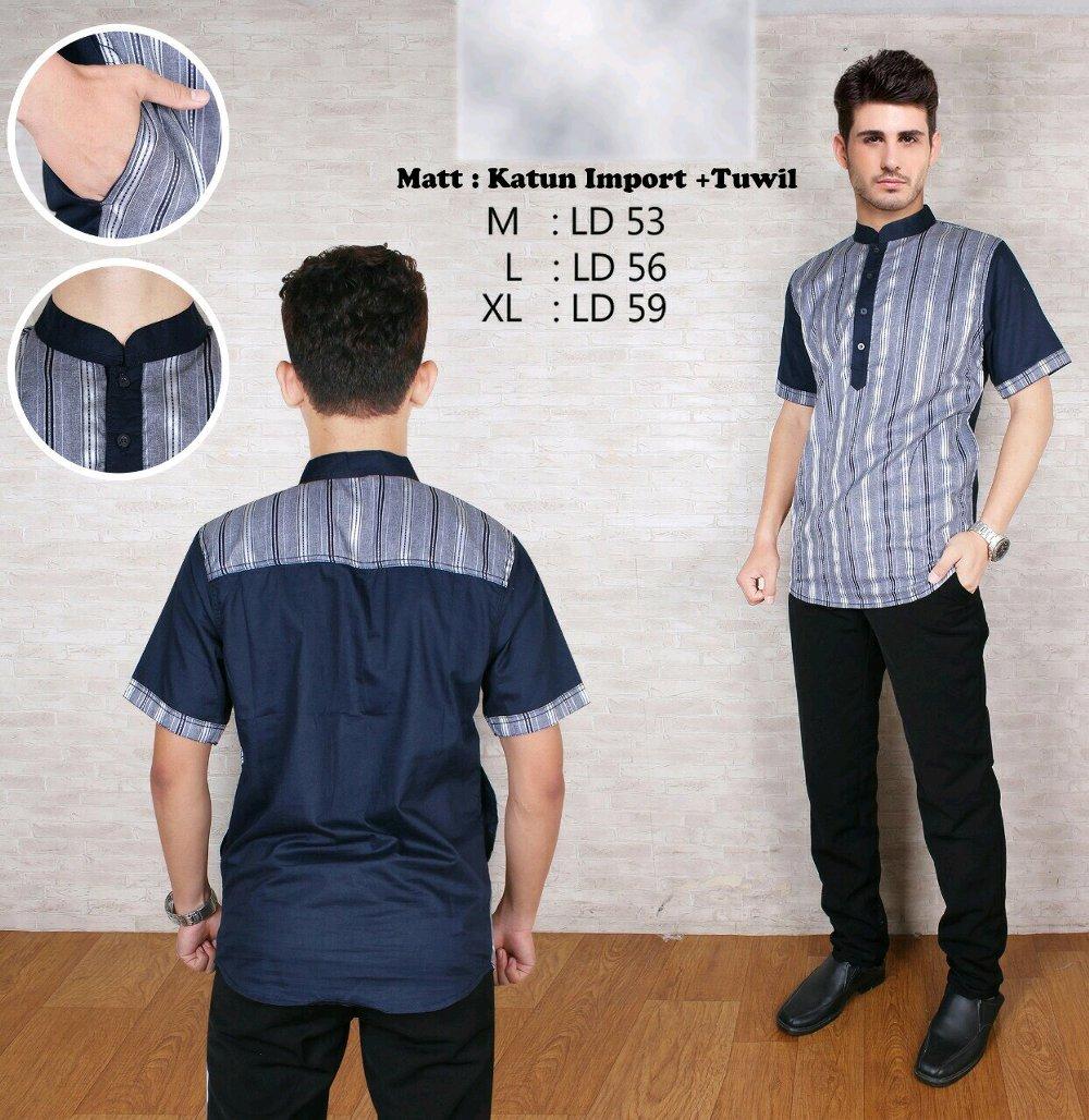 Baju Koko Modern Semi Slimfit KKS03 - Kemeja Muslim - Gamis Pria - Jasko - Pakaian Atasan Muslim Pria Murah - Koko Lengan Pendek di lapak New Trendy newtrendy