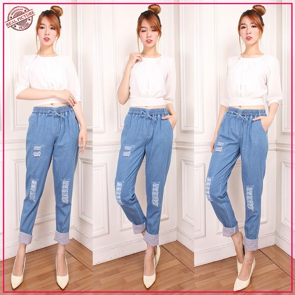 168 Collection Best Celana Jogger Cilla Stick Balik Longpant Jeans Wanita