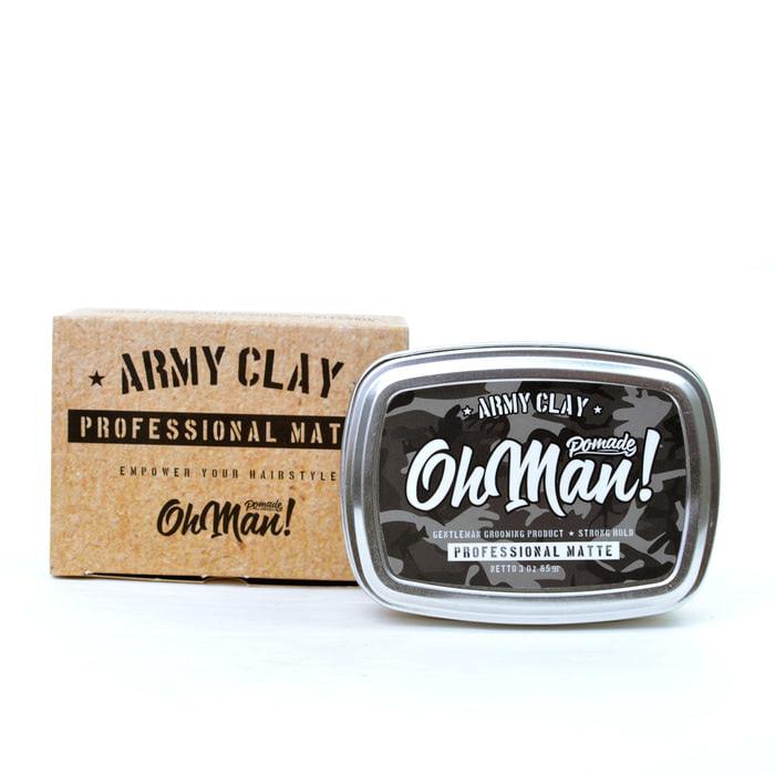 POMADE OH MAN! ARMY CLAY MATTE STRONG HOLD FREE SISIR SAKU PRIA COWOK - BwWaYv
