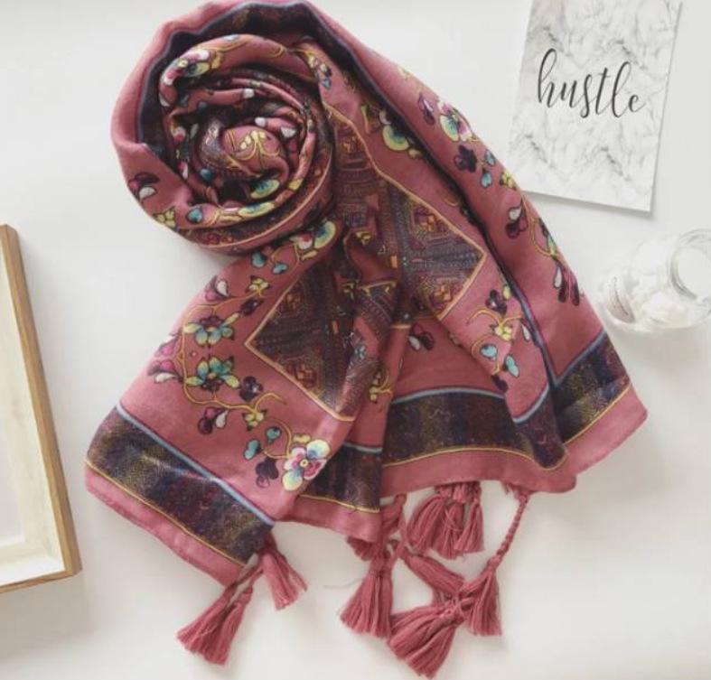 Pasmina Import Scarve Shawl Scarf Import Unique Bangkok Flower Heaven Light Shabby Chic Bunga Hijab