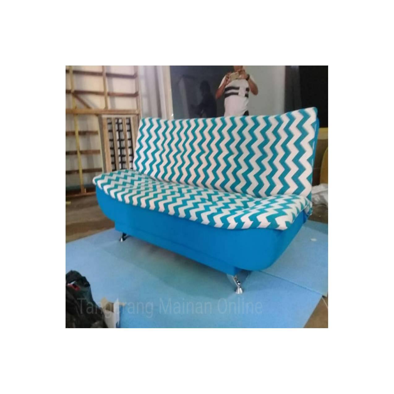 Sale Murah Tangerang Sofa Bed Pillow Biru Salur