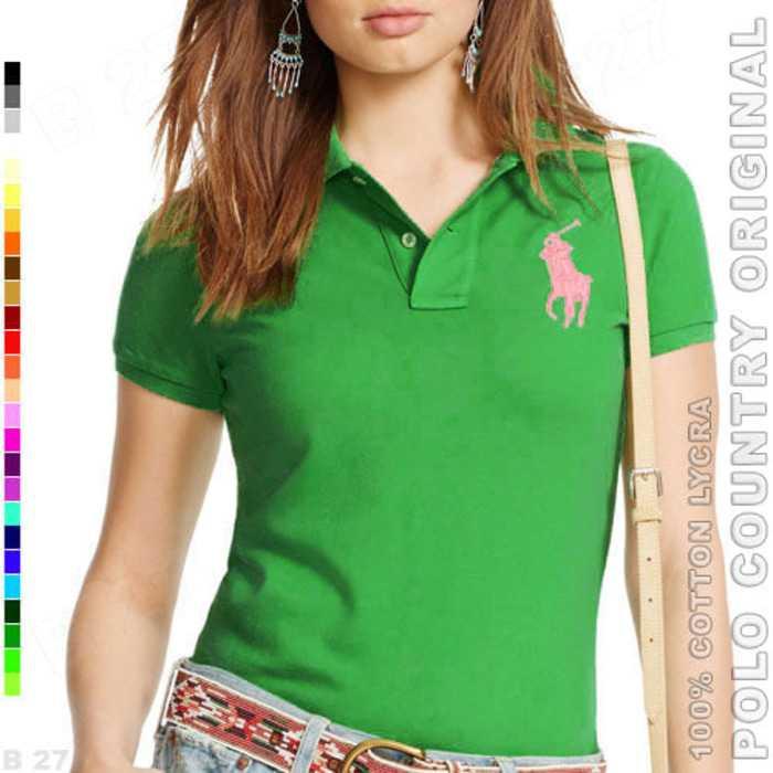 Best Seller!!! POLO COUNTRY Original C3-39 Kaos Polo Wanita Cotton Lycra Hijau Tua Keren Terbaru Murah