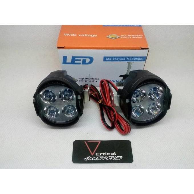 Lampu Led Sorot 4 Mata Luxeon 1 Mode Tidak Kedip 9-85V 10Watt - Motor