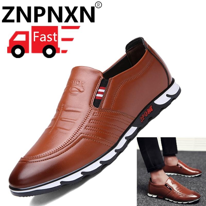 ZNPNXN KAUS Pria Flats Hitam Faux Formal Kulit Sepatu For Pria Sepatu Gaun Round Toe Vintage Italian Mens Oxfords (coklat)