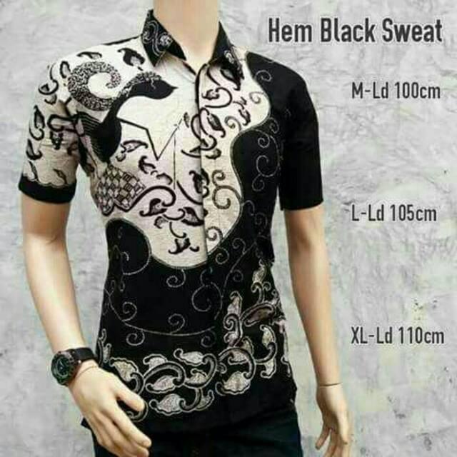 Kemeja Batik Pria Batik Pekalongan Batik Hitam Wayang - Kode 131