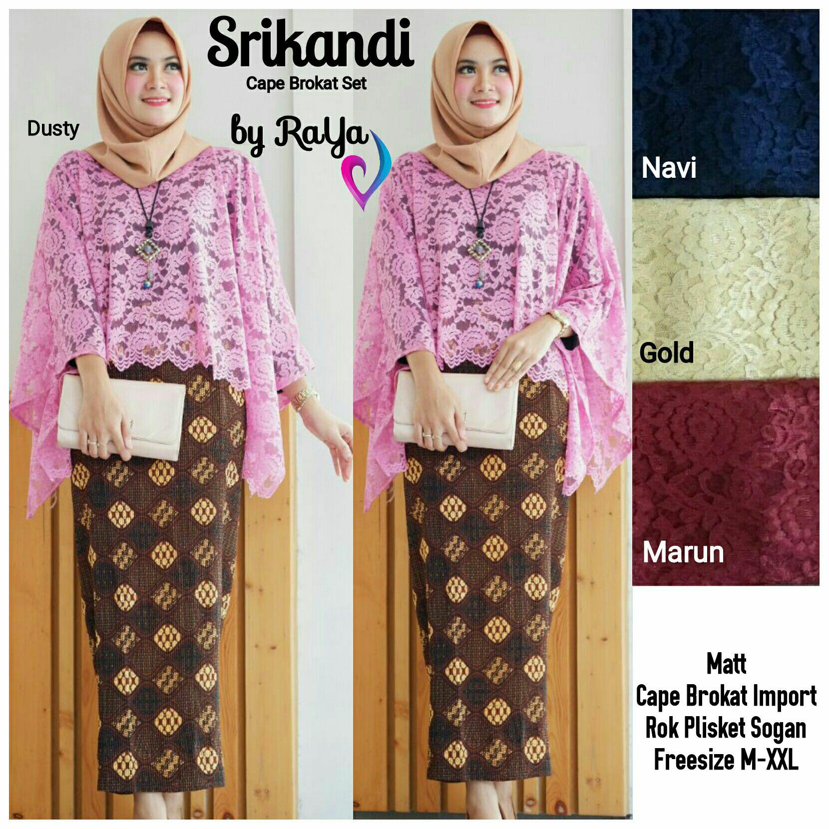 SRIKANDI setelan cape brokat rok batik broklat brukat