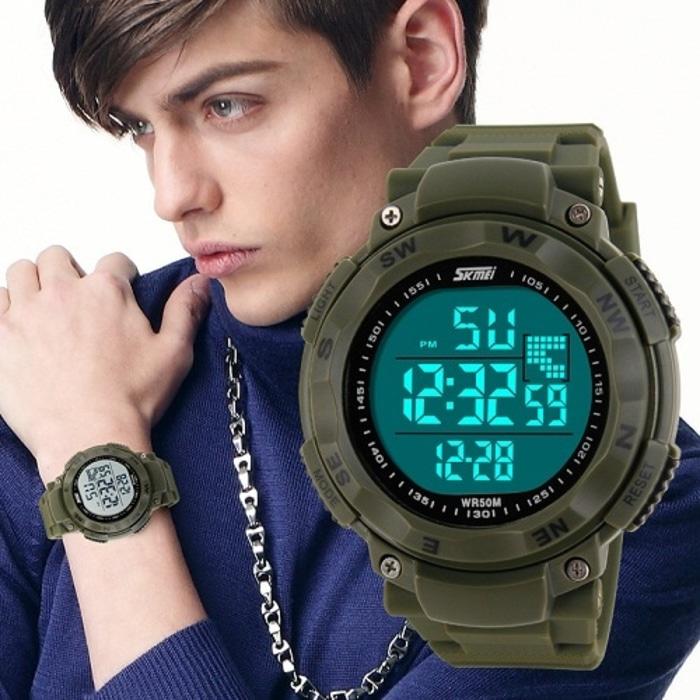Jual Jam Tangan Digital Pria Casio SKMEI Enigma Full Hijau Original