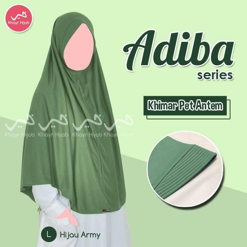 Kerudung Kaos Khayr Adiba Series Khimar Pet Antem Hijau Army