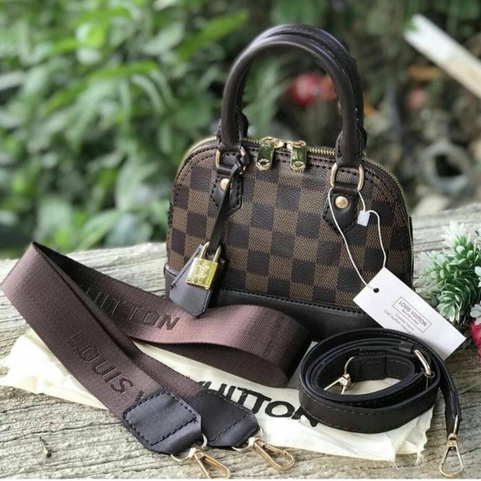 Tas Wanita Sling Bag Louis Vuitton Alma Mini (2 Rest Aktif) - Cokelat Tua