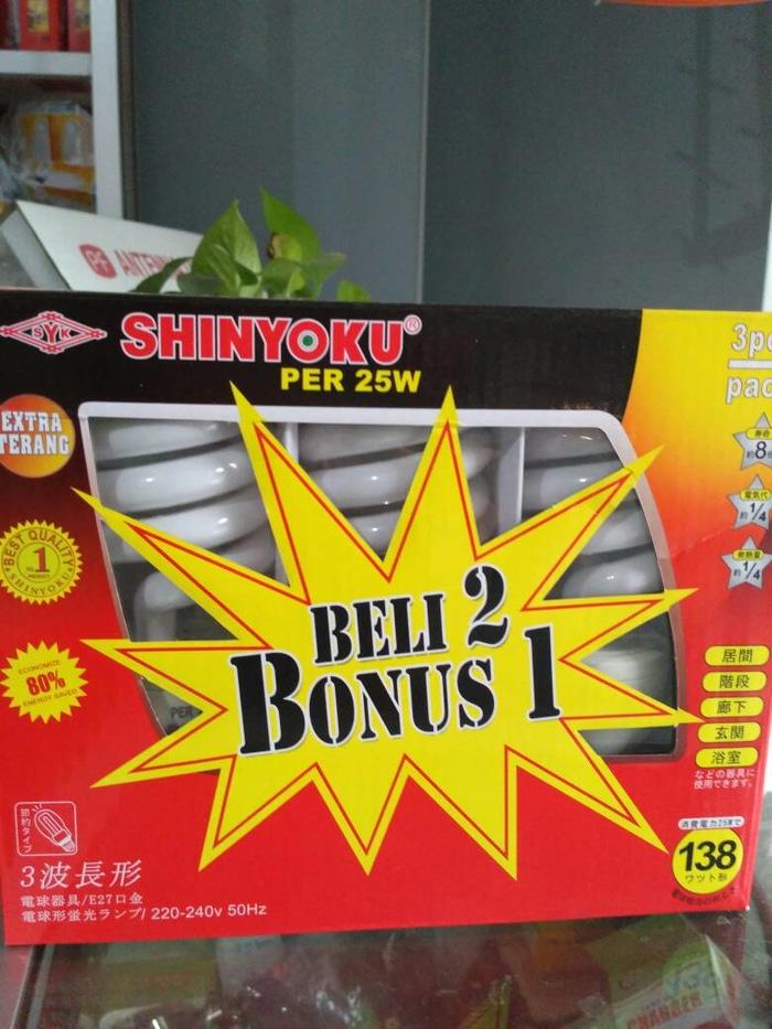 Lampu Shinyoku 25 Watt Isi 3 GARANSI 1 TAHUN FULL