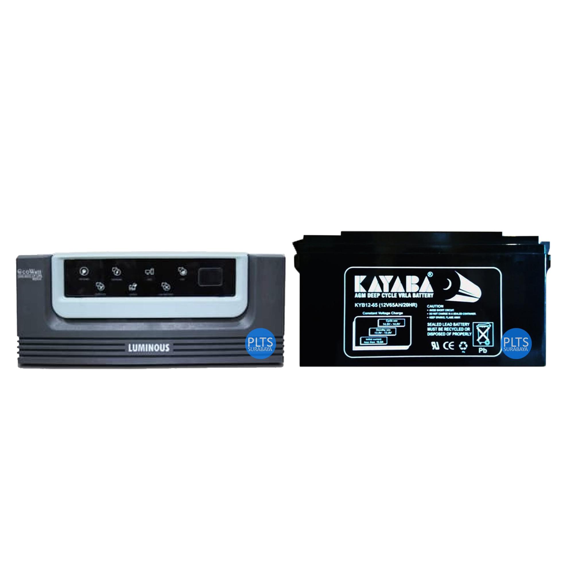 Paket Hemat Inverter Luminous Ecowatt 900VA + Baterai Kering VRLA KAYABA 12v 65Ah