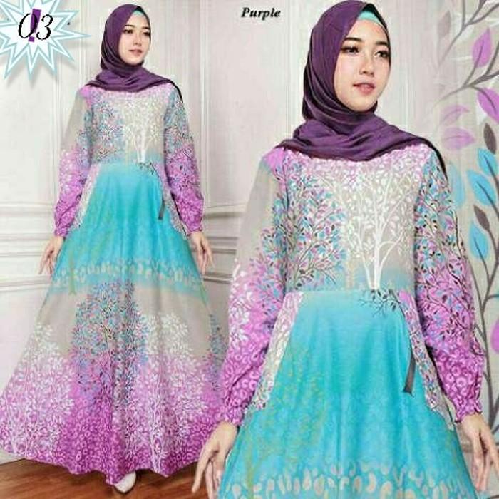 (JNH Shop) Gamis Maxy Bunga Ima Purple Baju Wanita Bagus Murah Maxi 03 Ungu TA