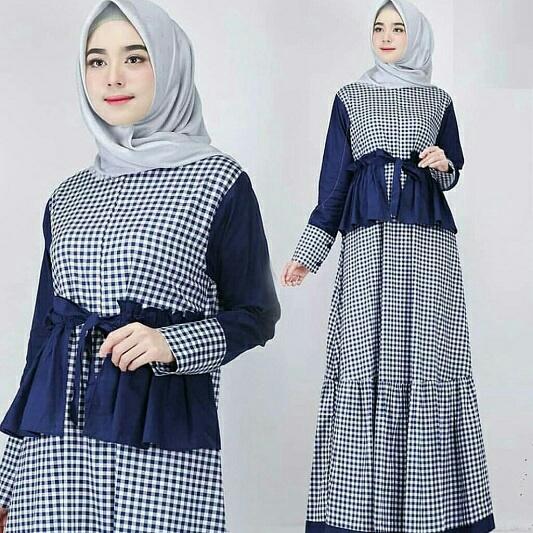 TOSERBU Gamis Maxi Busui (L - Fit XL) SHALIRA - Katun Kotak Balotelli