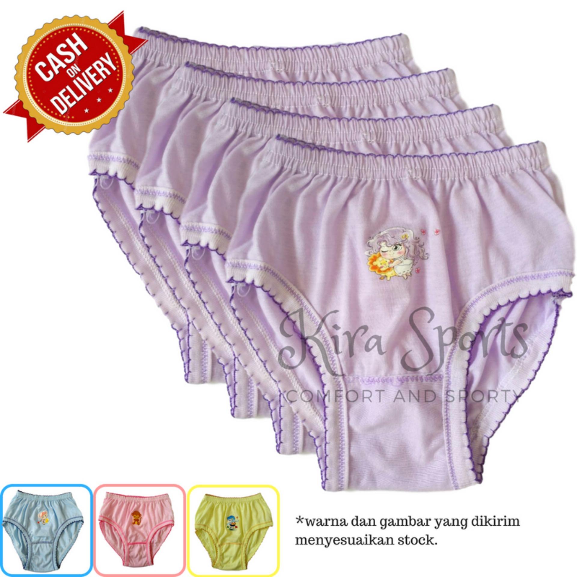 Kira Sports Celana Dalam Anak Perempuan - Paket Isi 4 / Aneka Bawahan Cewek Motif Kartun Karakter Lucu Terbaru Untuk Anak-anak dan Balita / Bukan Merk Sorex Jumbo Transparan G-string Boxer Bunga / Dalaman Wanita Bahan Katun Murah ANK71602 - Bisa COD
