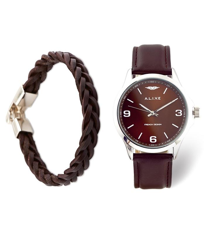 JAM TANGAN PRIA ALIVE PARIS KILLIAN GPU1025B7 COKLAT GRATIS GELANG ORI
